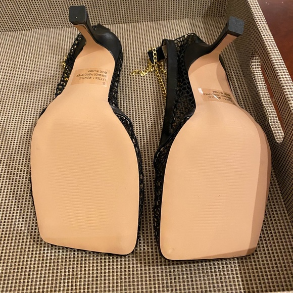 Mesh Chain Ankle Black Kitten Heels - Picture 4 of 5